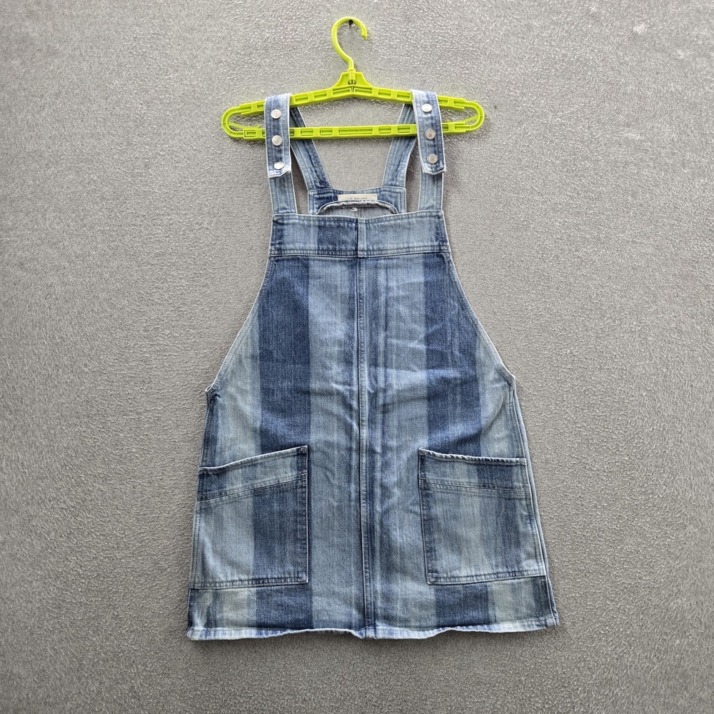 We The Free Women Dress S Blue  Dancing Wildly Jumper Denim Overall Striped